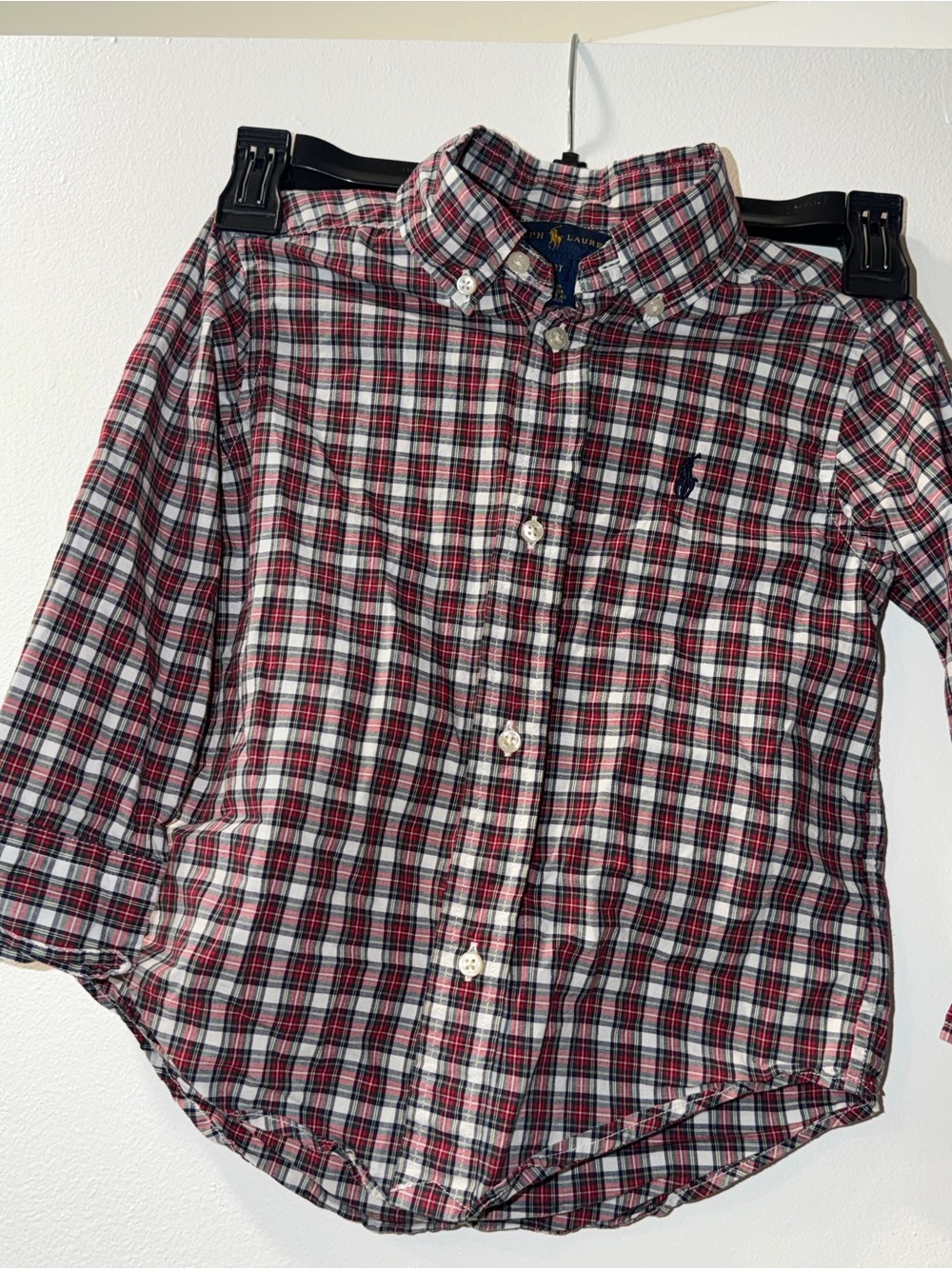 Ralph Lauren Boys' Red, White & Navy Plaid Button-Down Shirt